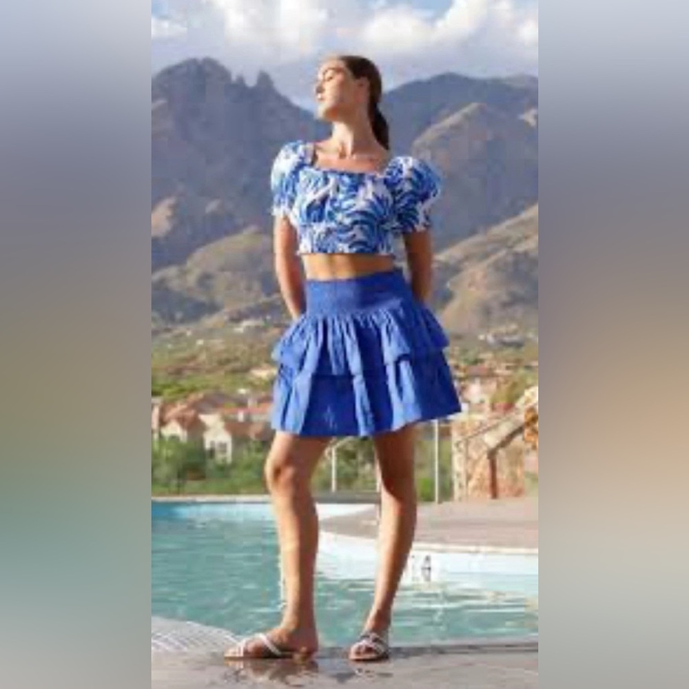 HT 360 Collective Royal Blue Ruffled Tiered Mini Skirt Women’s Size M NWT